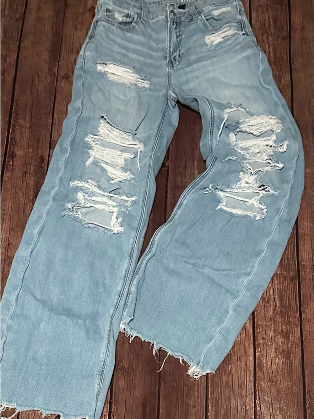 American Eagle Distressed Light Blue Ripped Jeans